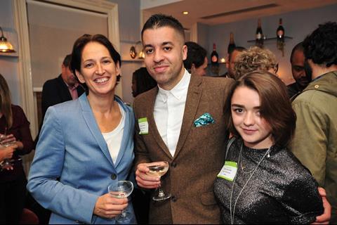 British Council’s Briony Hanson with 2014 Stars Marlon Smith and Maisie Williams